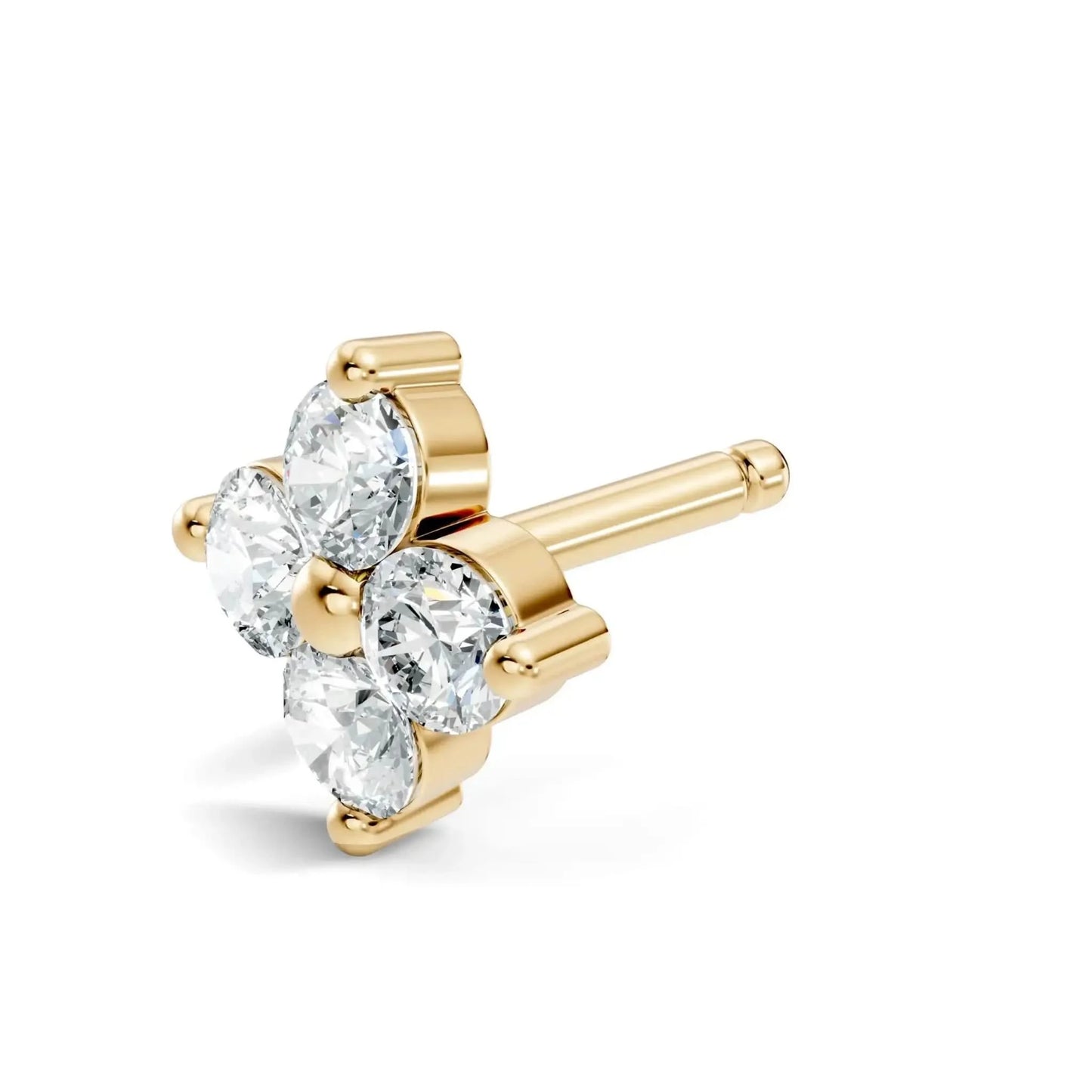 silver Diamond Blossom Nose Pin