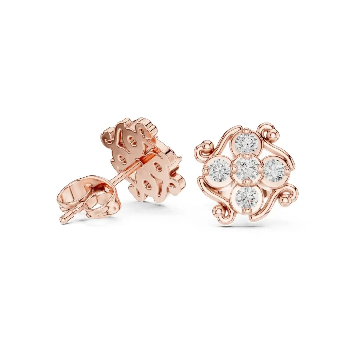 silver Royal Flower Stud Earrings