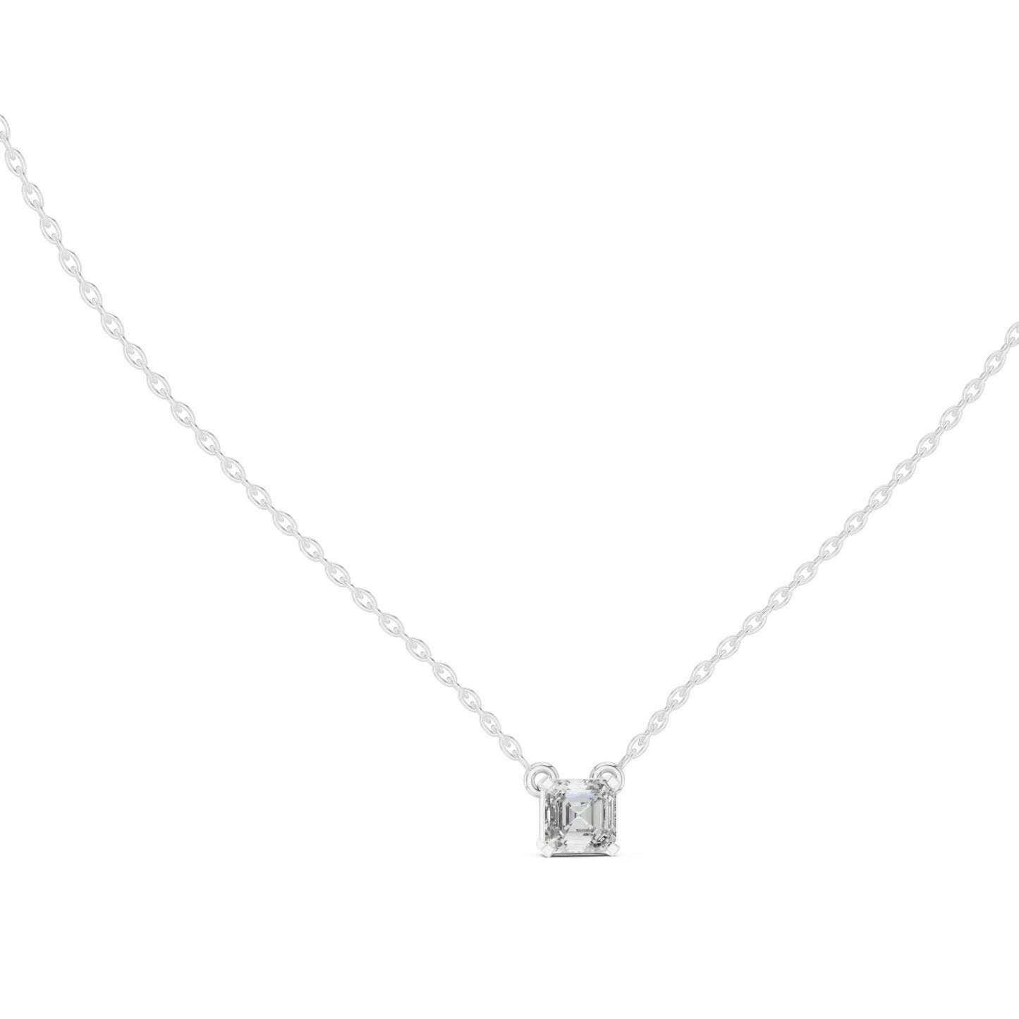 silver Emerald Cut Solitaire Pendant