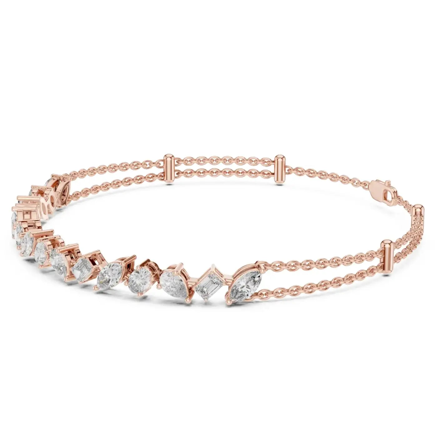 silver Multi-Shape Diamond Gold Bracelet