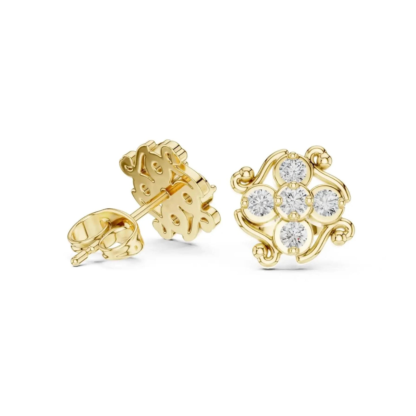 silver Royal Flower Stud Earrings