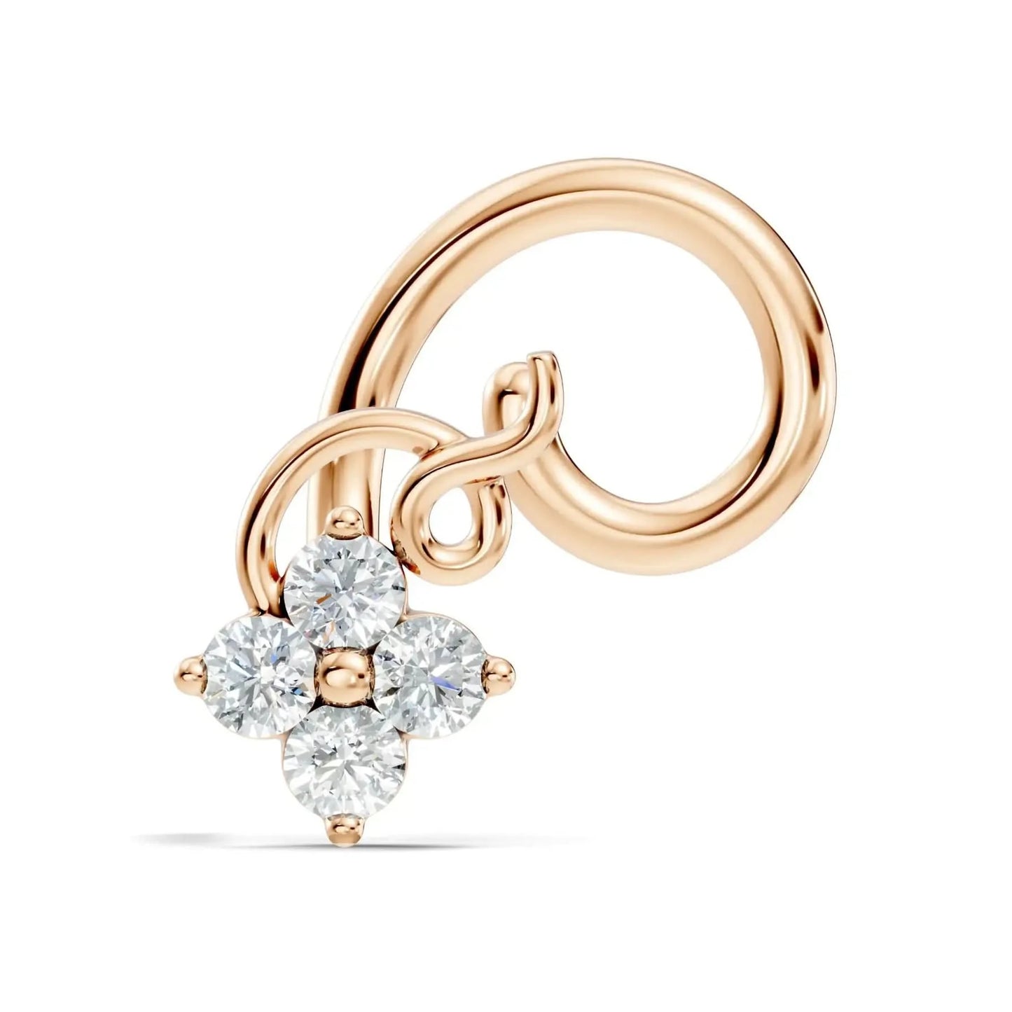 silver Petal Shine Drop Nose Pin