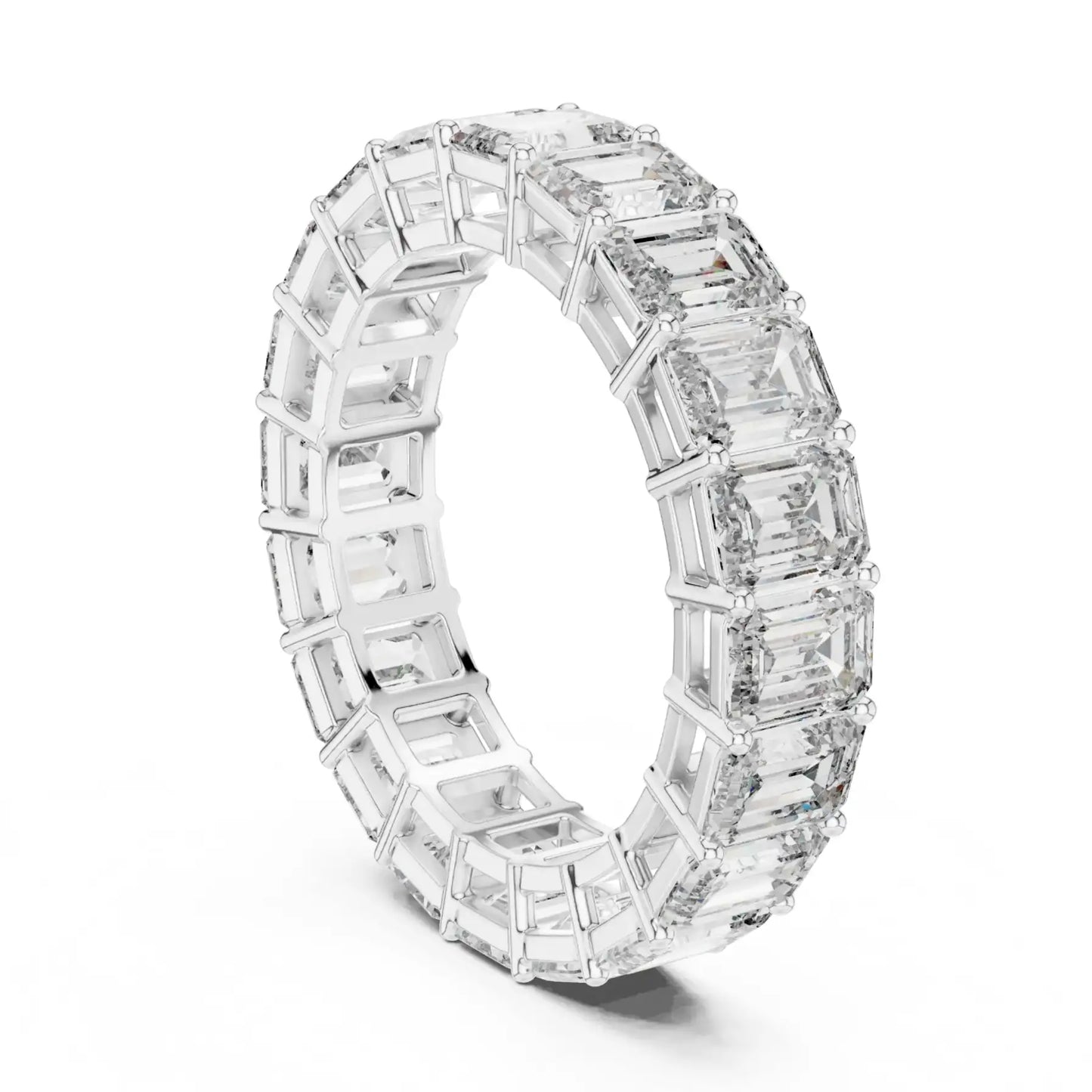 silver Emerald Diamond Band