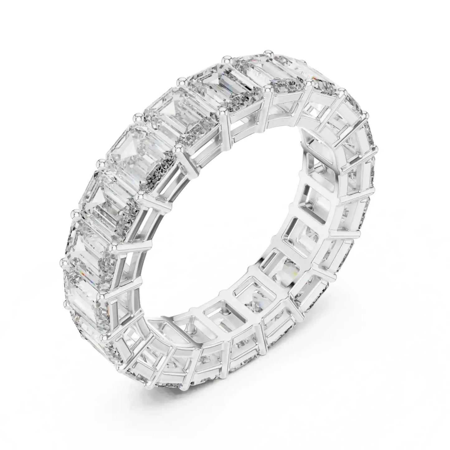 silver Emerald Diamond Band
