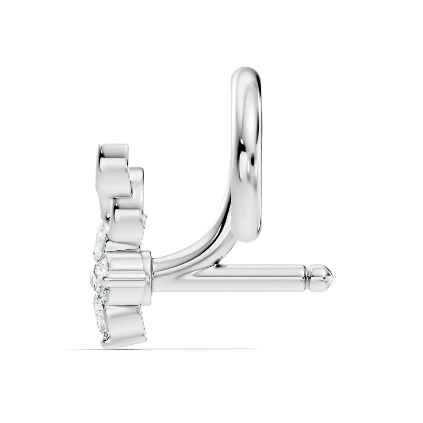 silver Petal Shine Drop Nose Pin