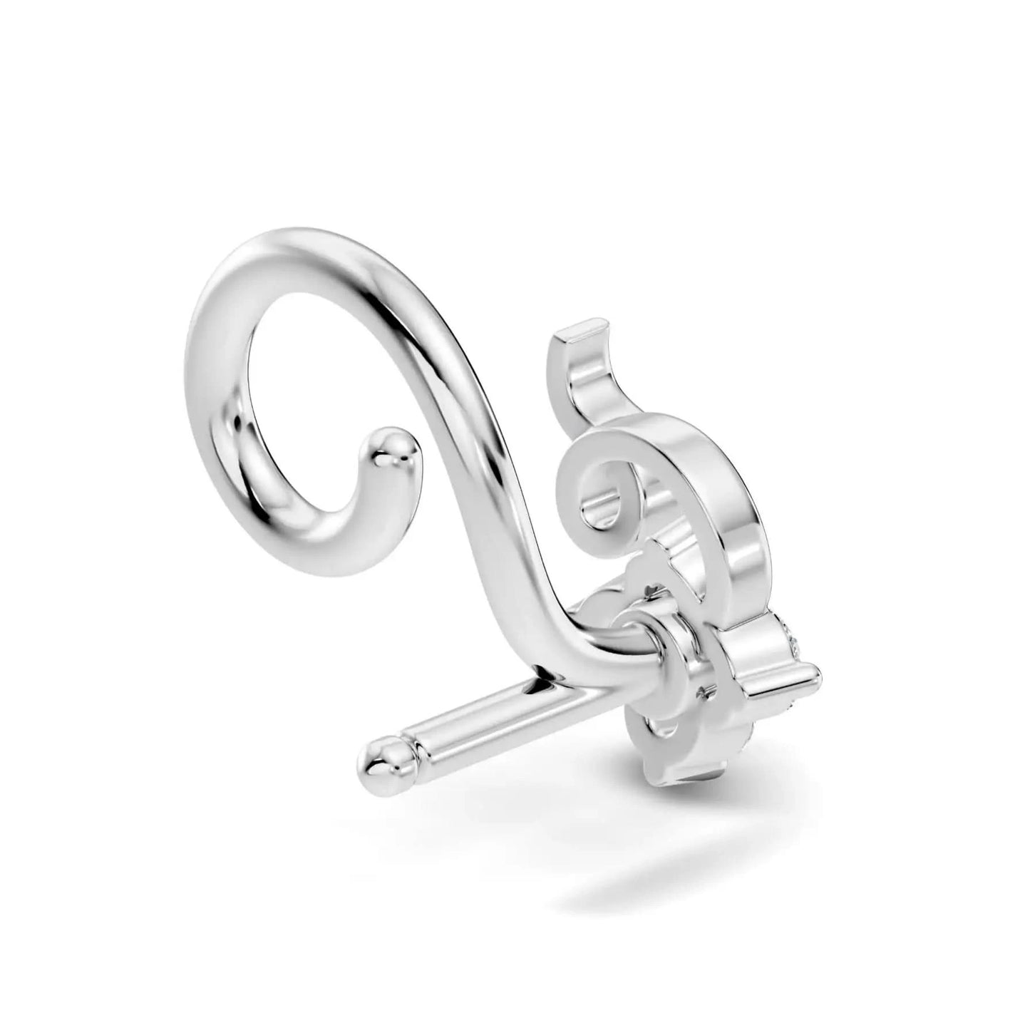 silver Petal Shine Drop Nose Pin