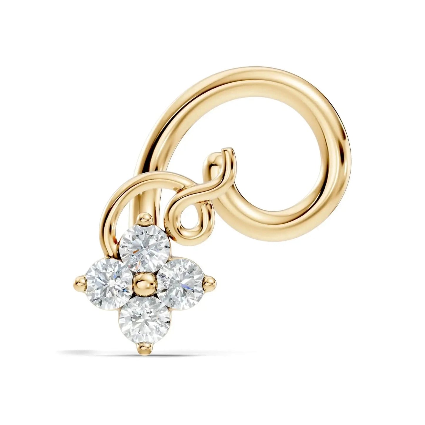 silver Petal Shine Drop Nose Pin