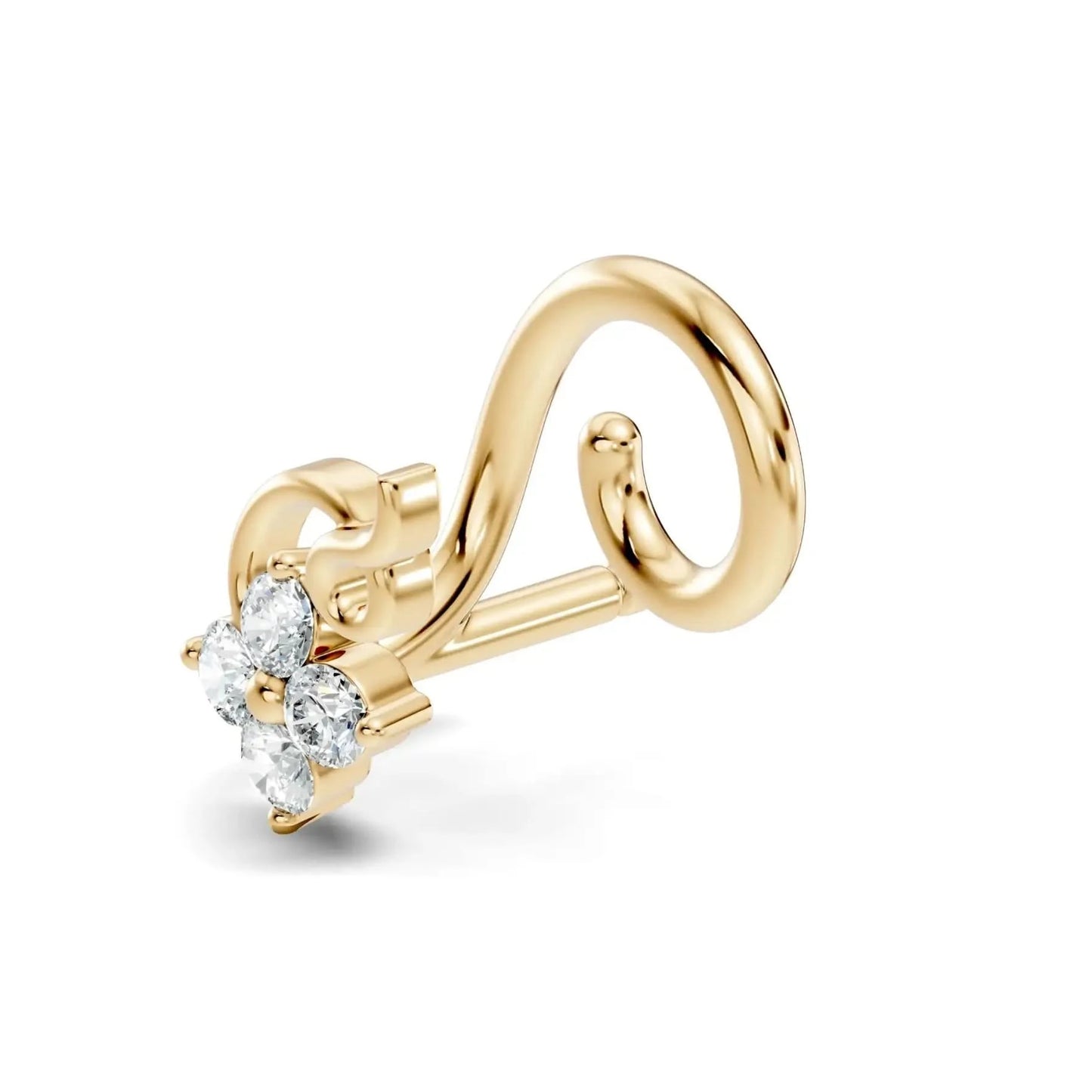 silver Petal Shine Drop Nose Pin