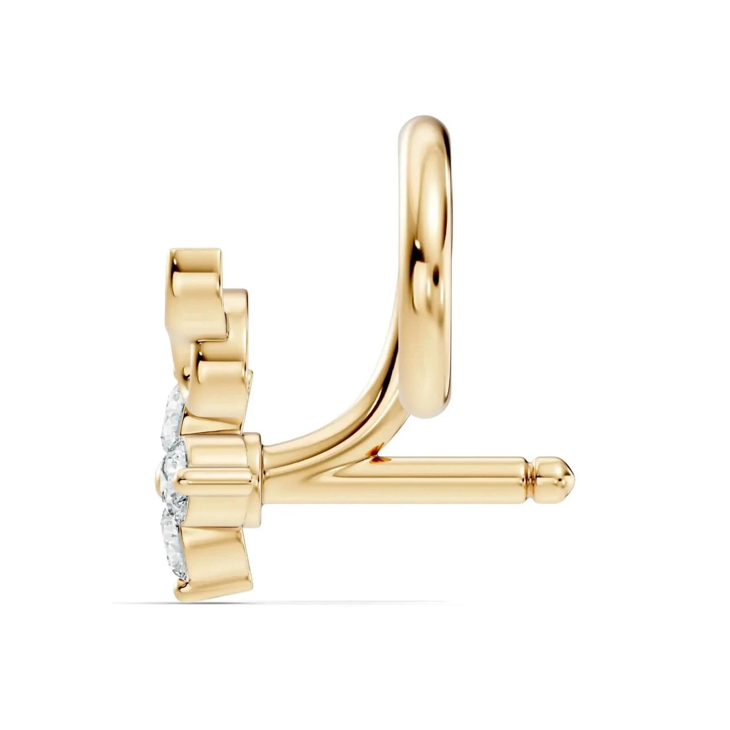 silver Petal Shine Drop Nose Pin