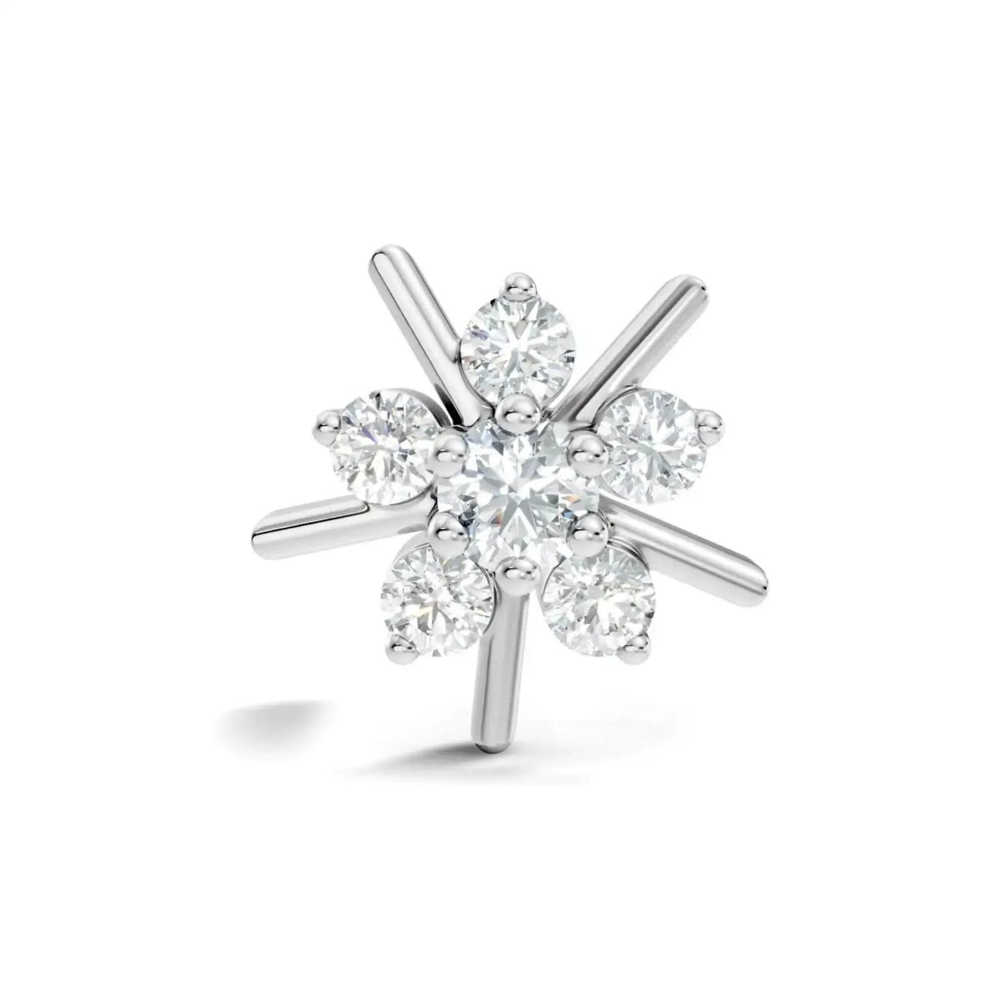 silver Diamond Sunburst Nose Pin