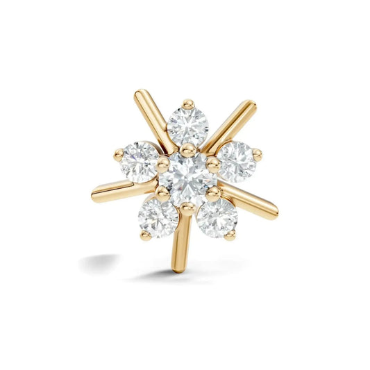 silver Diamond Sunburst Nose Pin