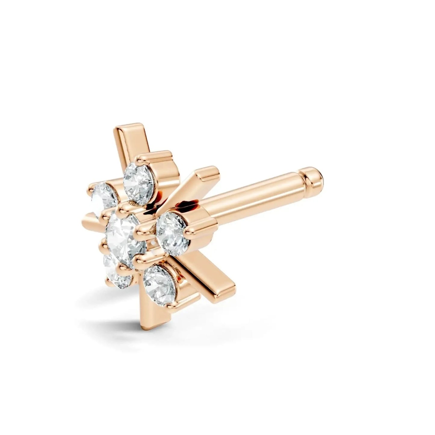 silver Diamond Sunburst Nose Pin