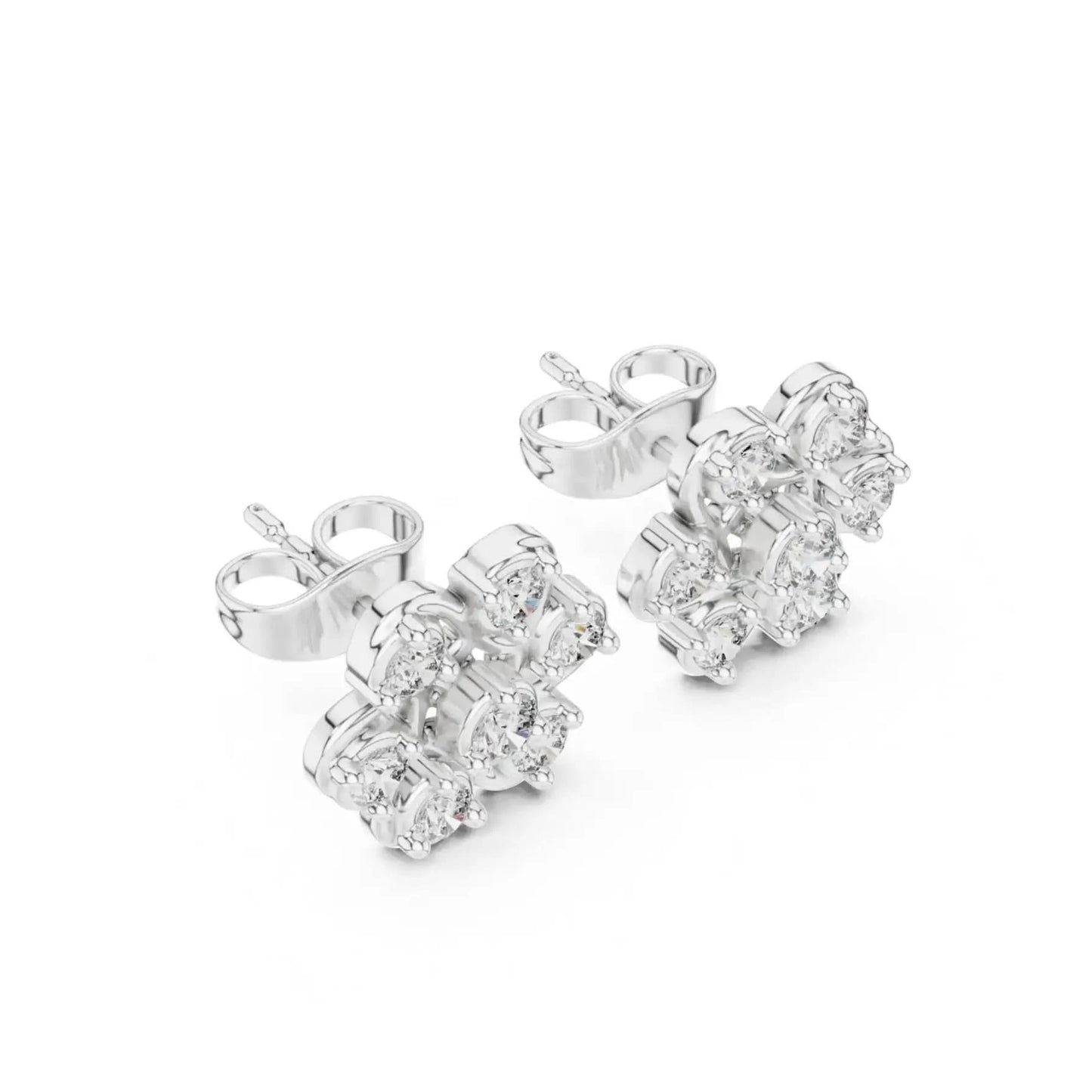 silver Floral Spark Stud Earrings