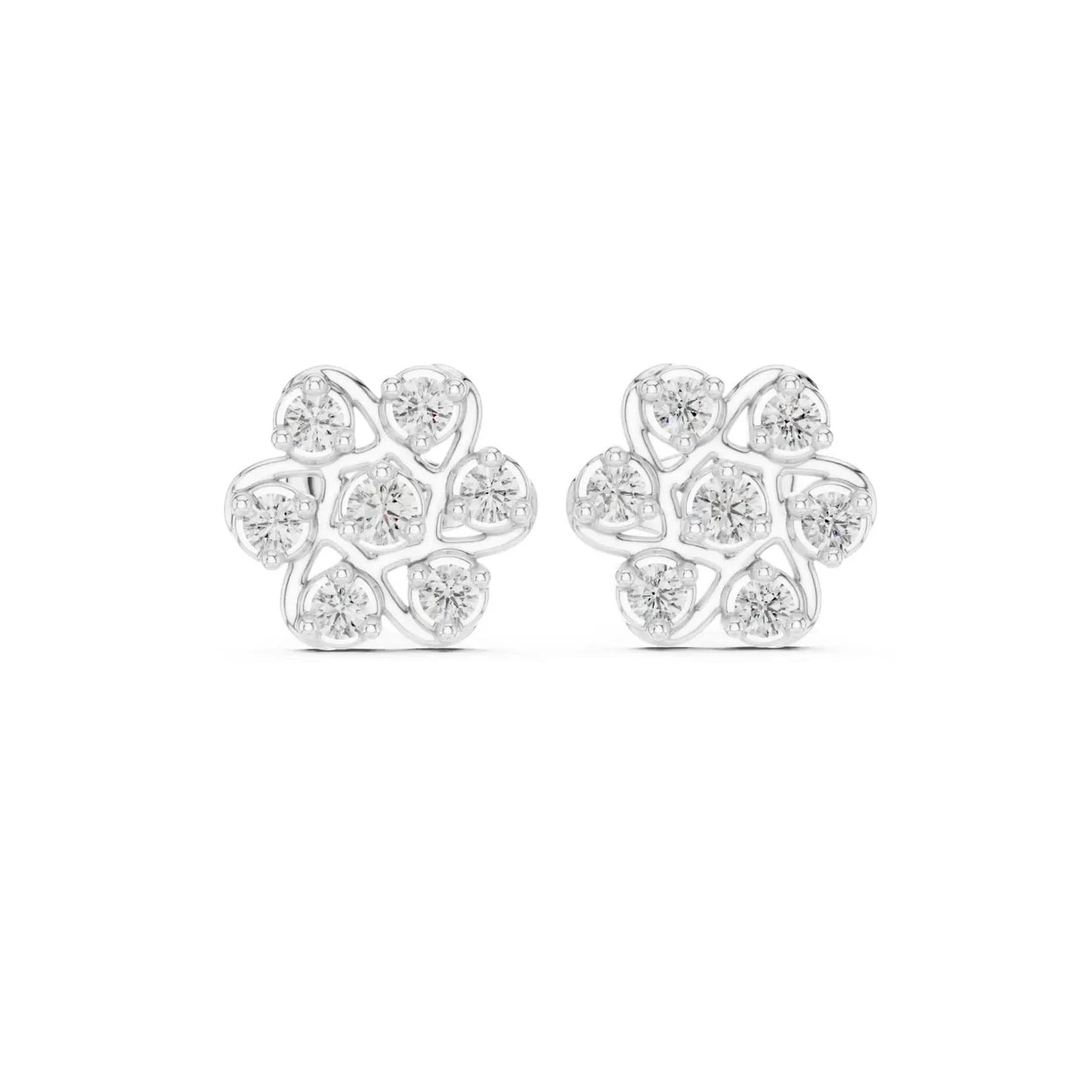 silver Floral Spark Stud Earrings
