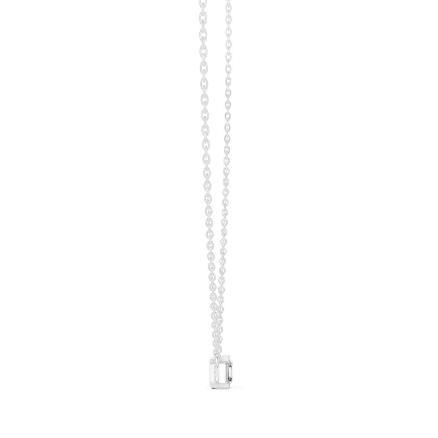 silver Emerald Cut Solitaire Pendant