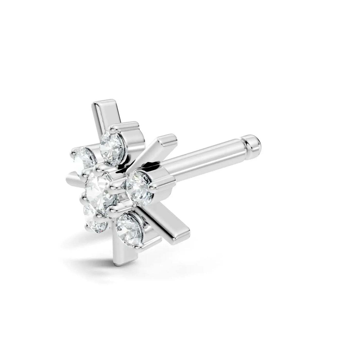 silver Diamond Sunburst Nose Pin