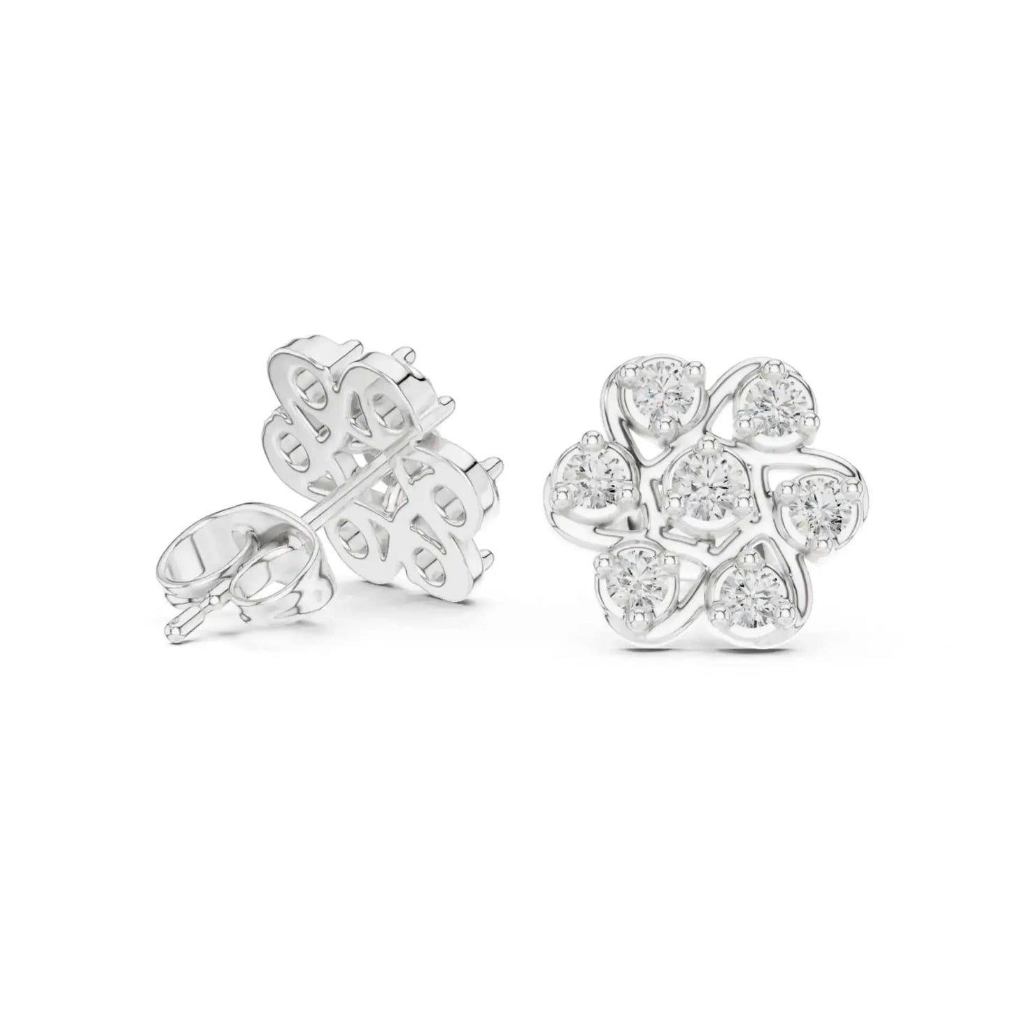 silver Floral Spark Stud Earrings