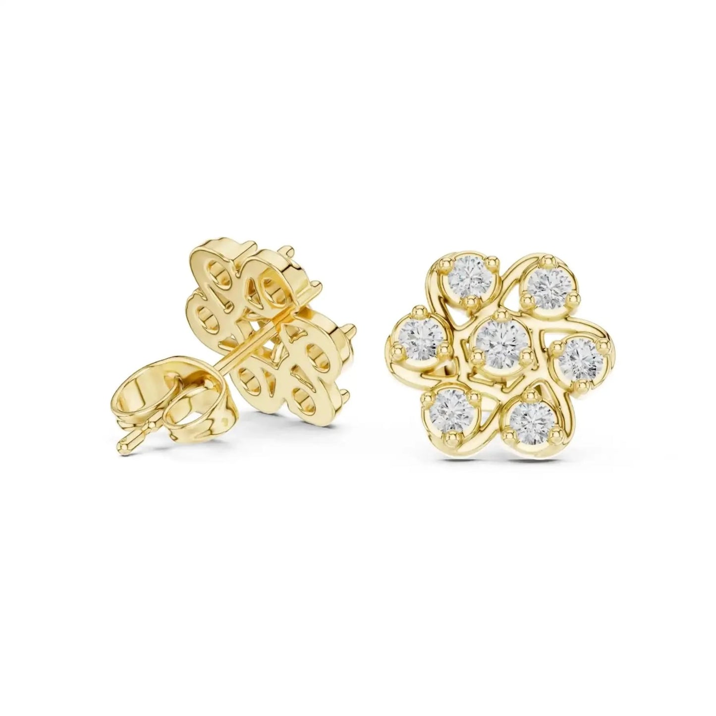 silver Floral Spark Stud Earrings