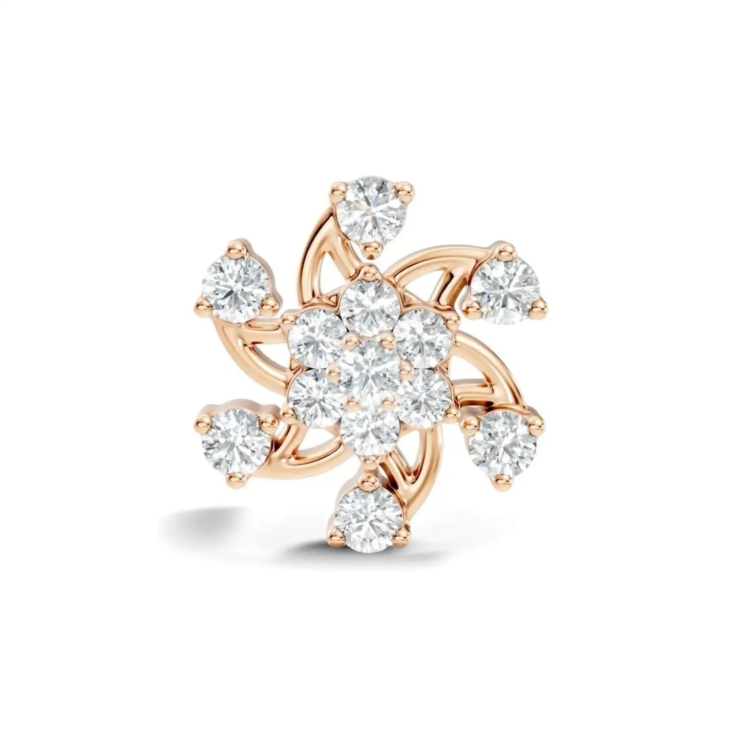 silver Diamond Petal Nose Pin