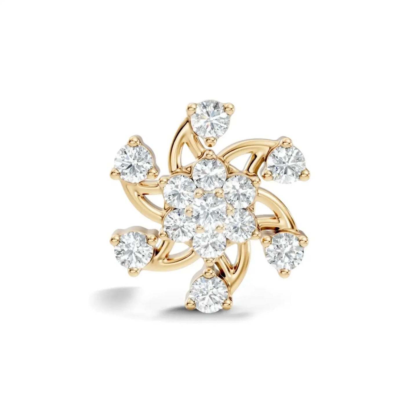 silver Diamond Petal Nose Pin