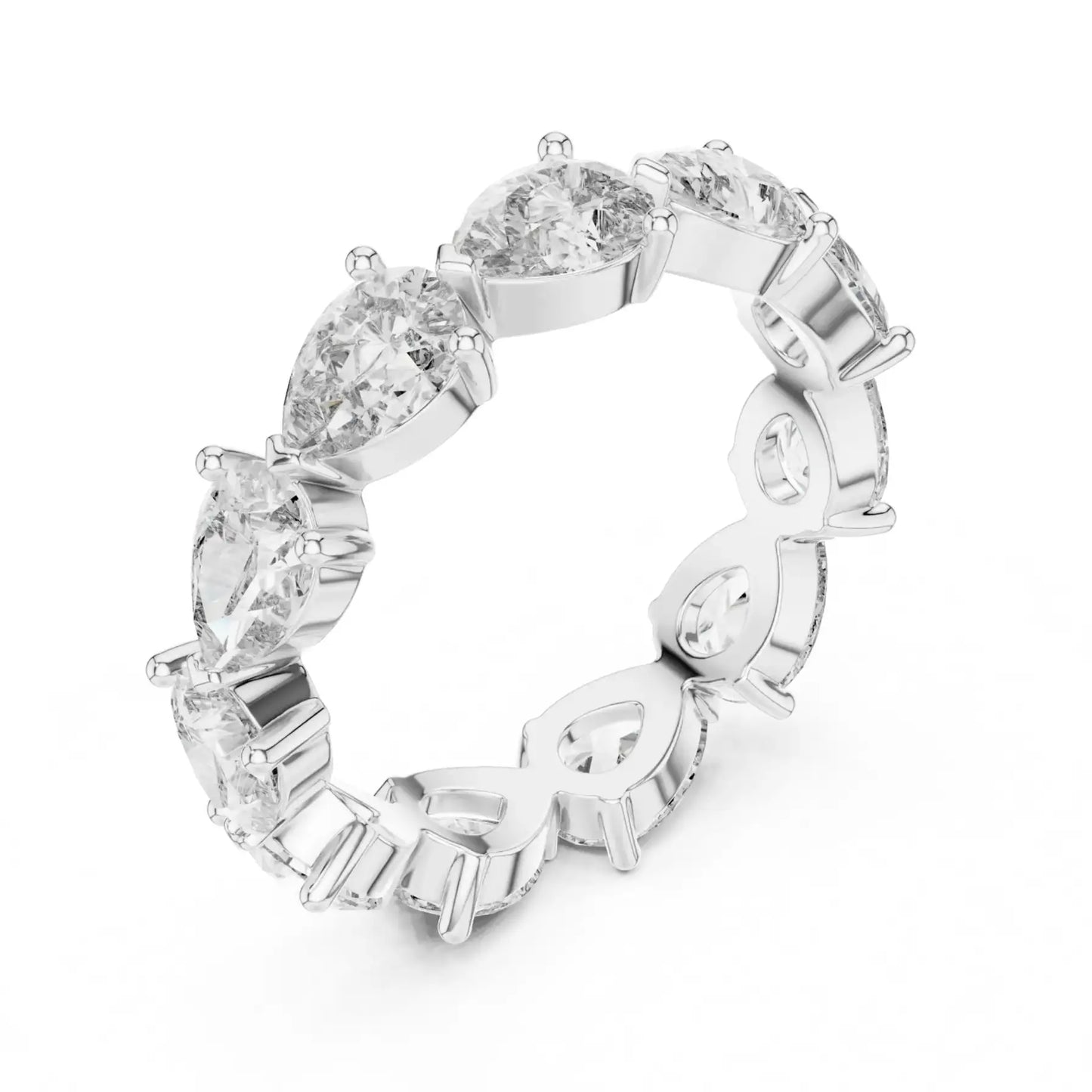 silver Pear Diamond Eternity Ring