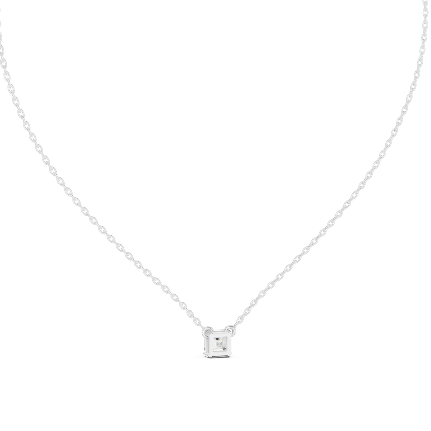 silver Emerald Cut Solitaire Pendant
