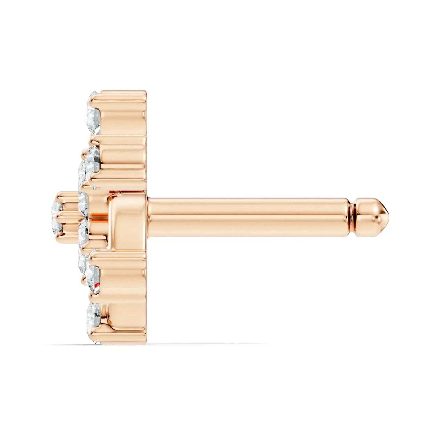 silver Diamond Petal Nose Pin