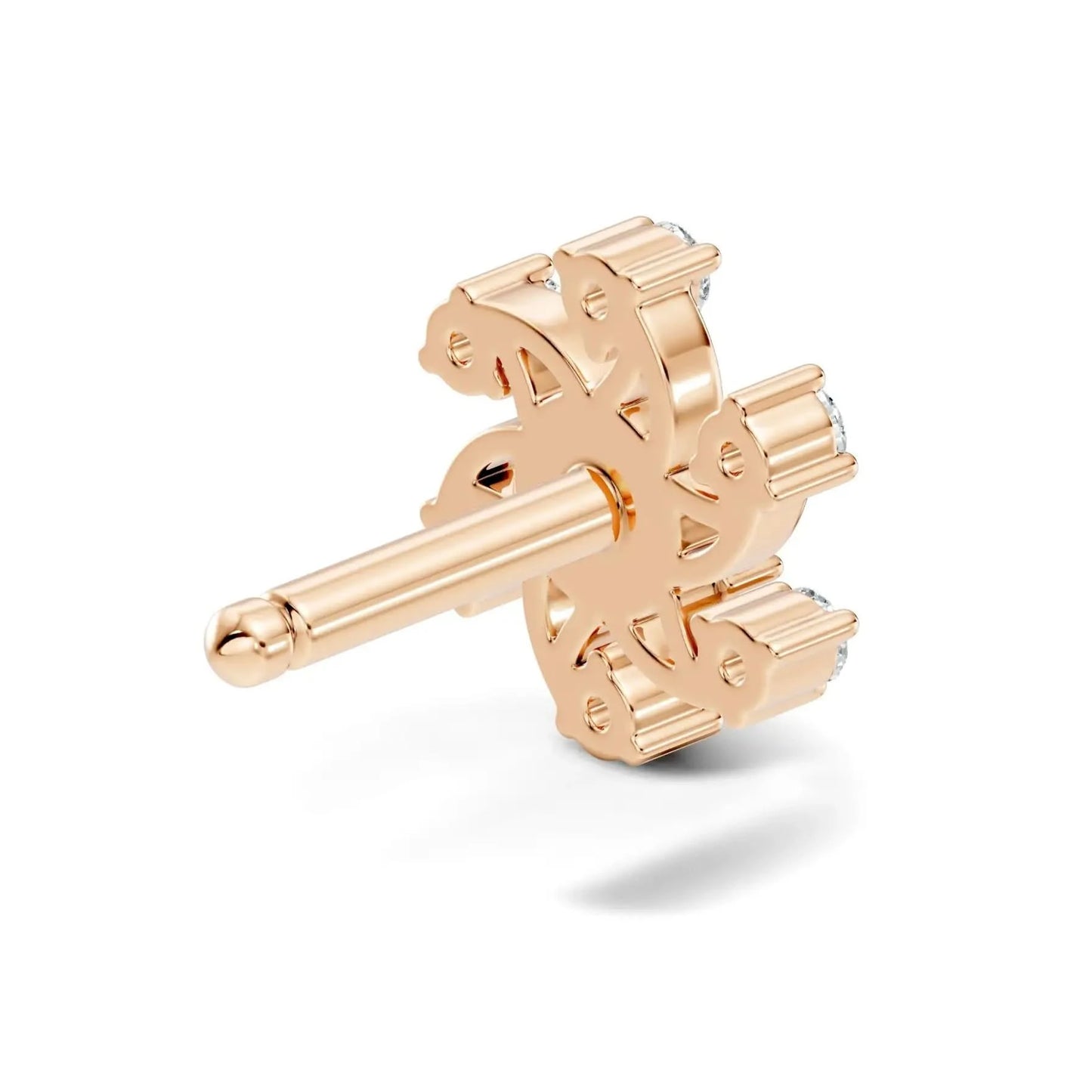 silver Diamond Petal Nose Pin