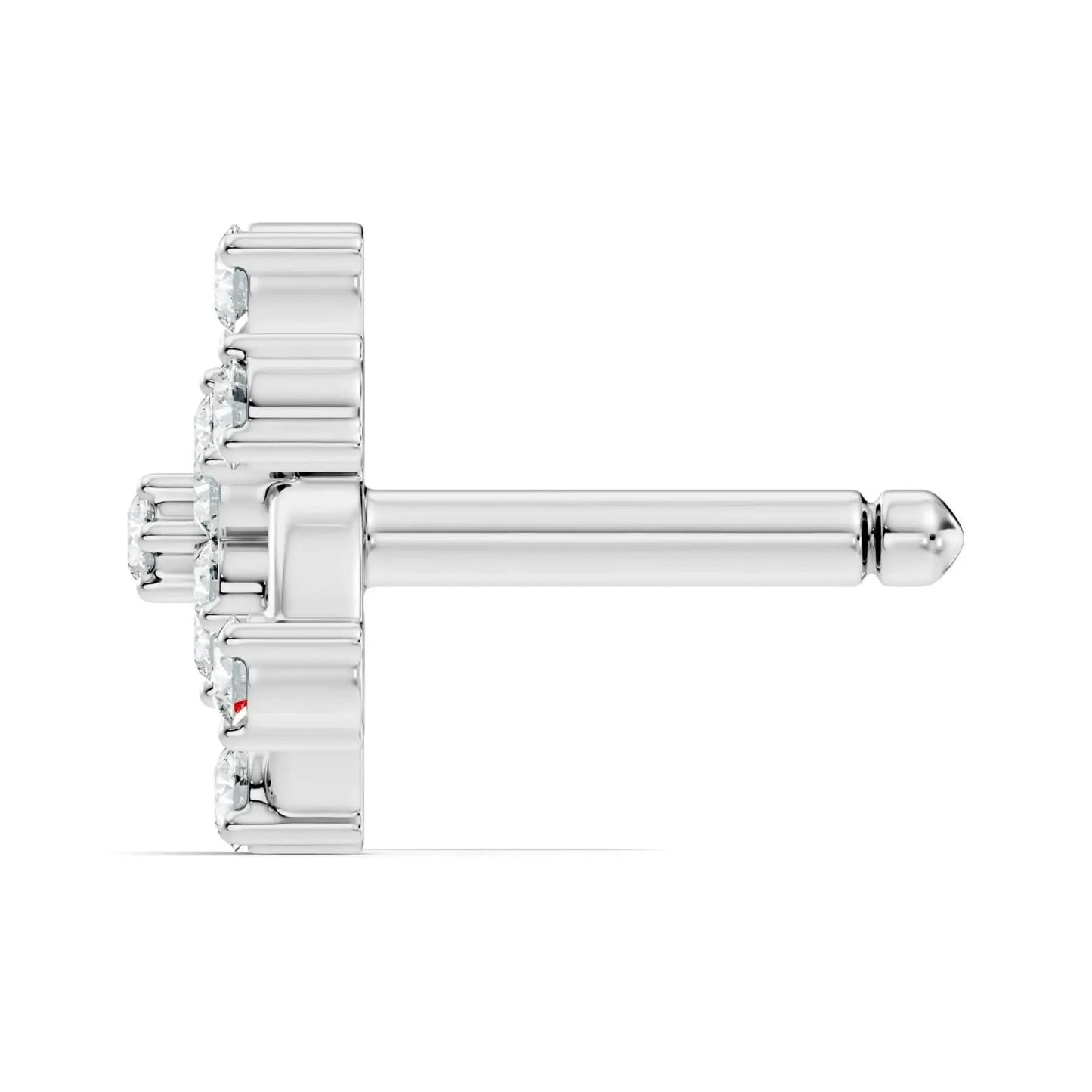 silver Diamond Petal Nose Pin