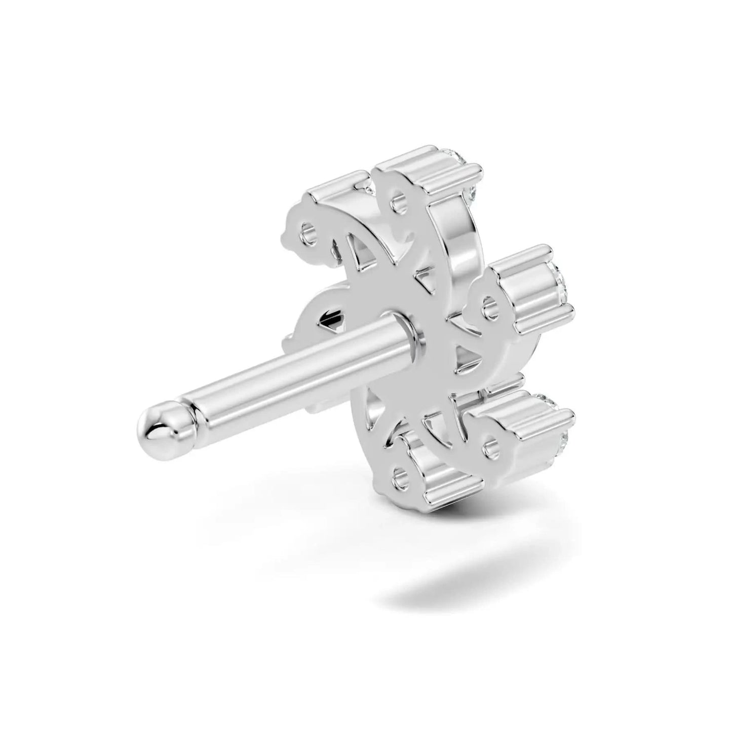 silver Diamond Petal Nose Pin