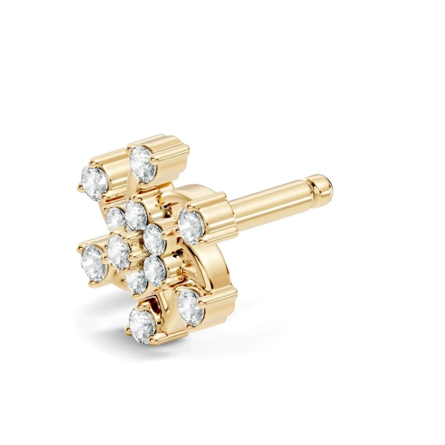 silver Diamond Petal Nose Pin