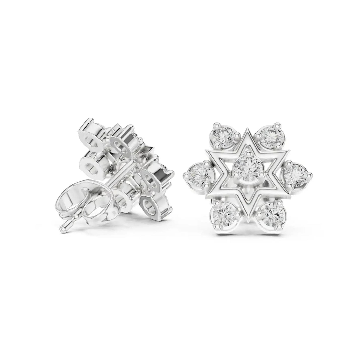 silver Celestial Star Diamond Studs