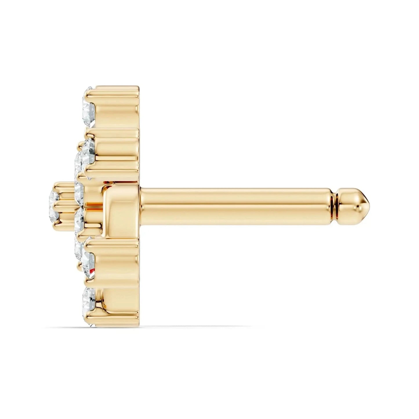 silver Diamond Petal Nose Pin