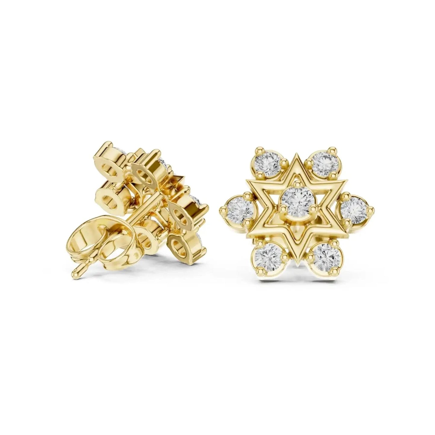 silver Celestial Star Diamond Studs