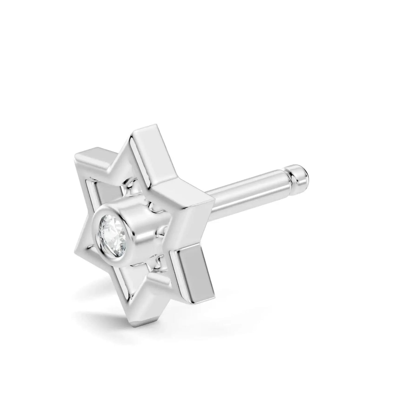 silver Diamond Star Nose Pin