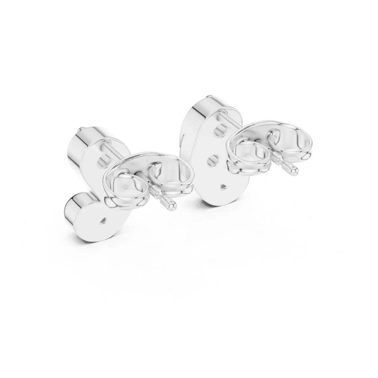 silver Curved Diamond Stud Earrings