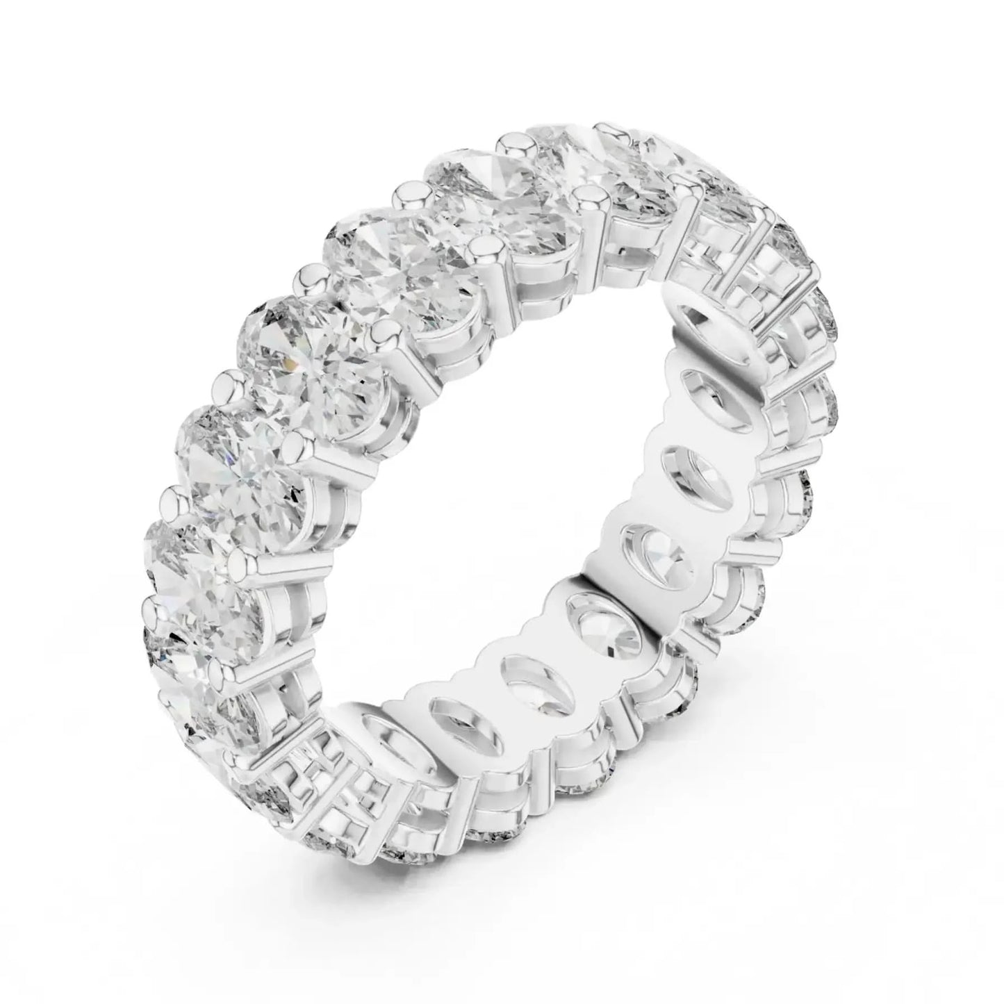 silver Classic Oval Diamond Ring