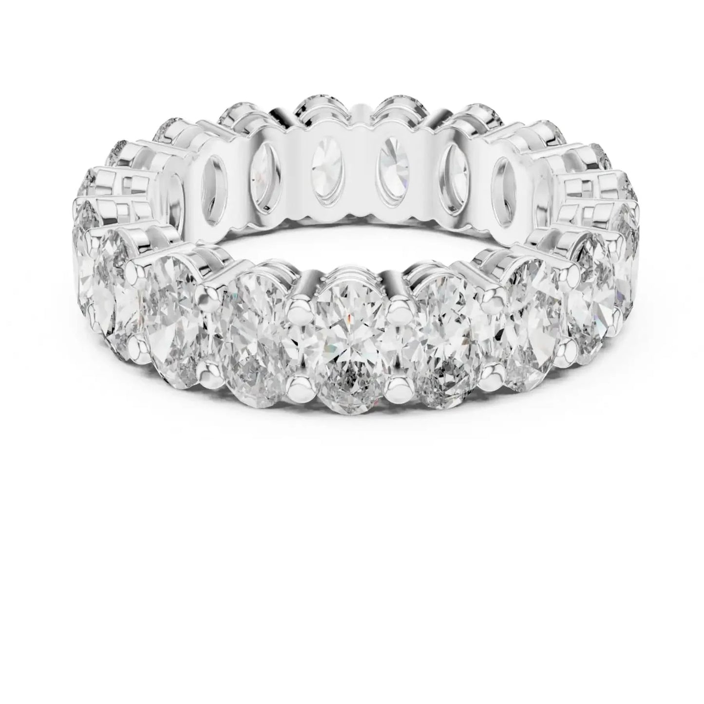 silver Classic Oval Diamond Ring