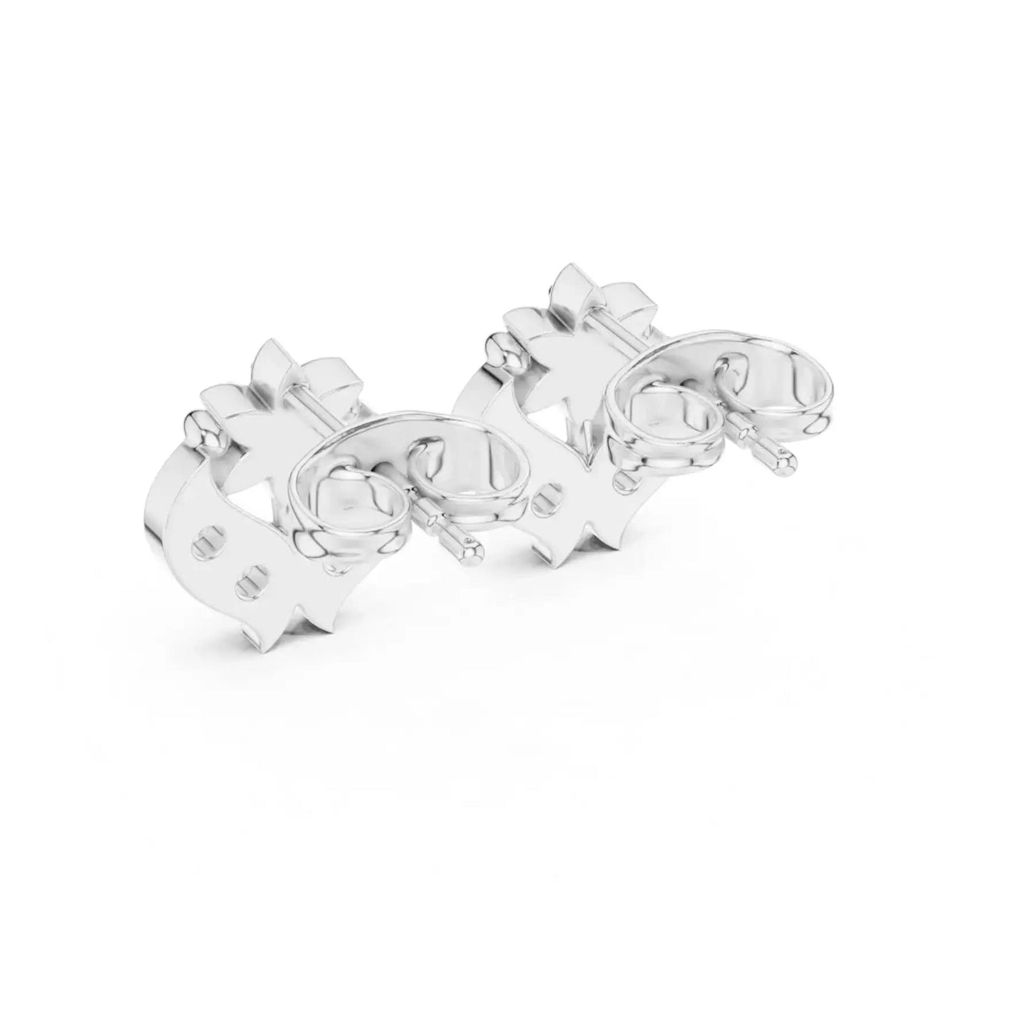 silver Diamond Heart Flower Studs