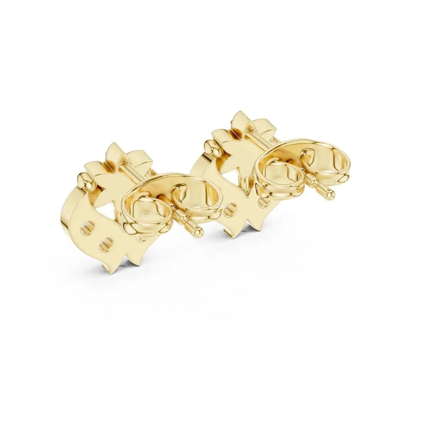 silver Diamond Heart Flower Studs