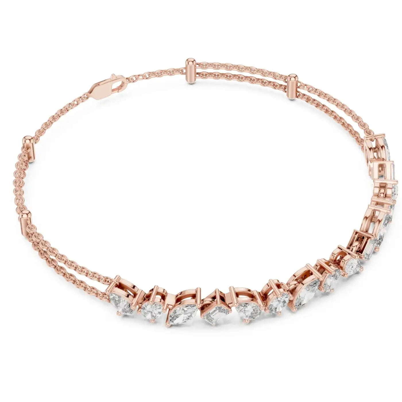silver Multi-Shape Diamond Gold Bracelet