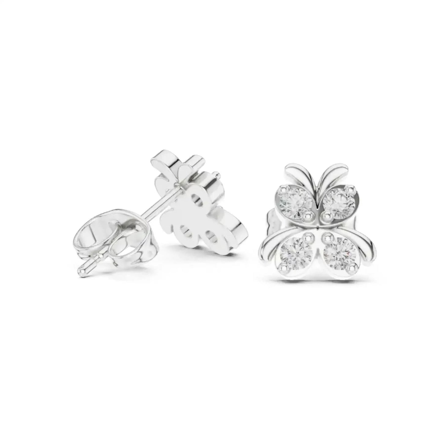 silver Minimal Butterfly Stud Earrings