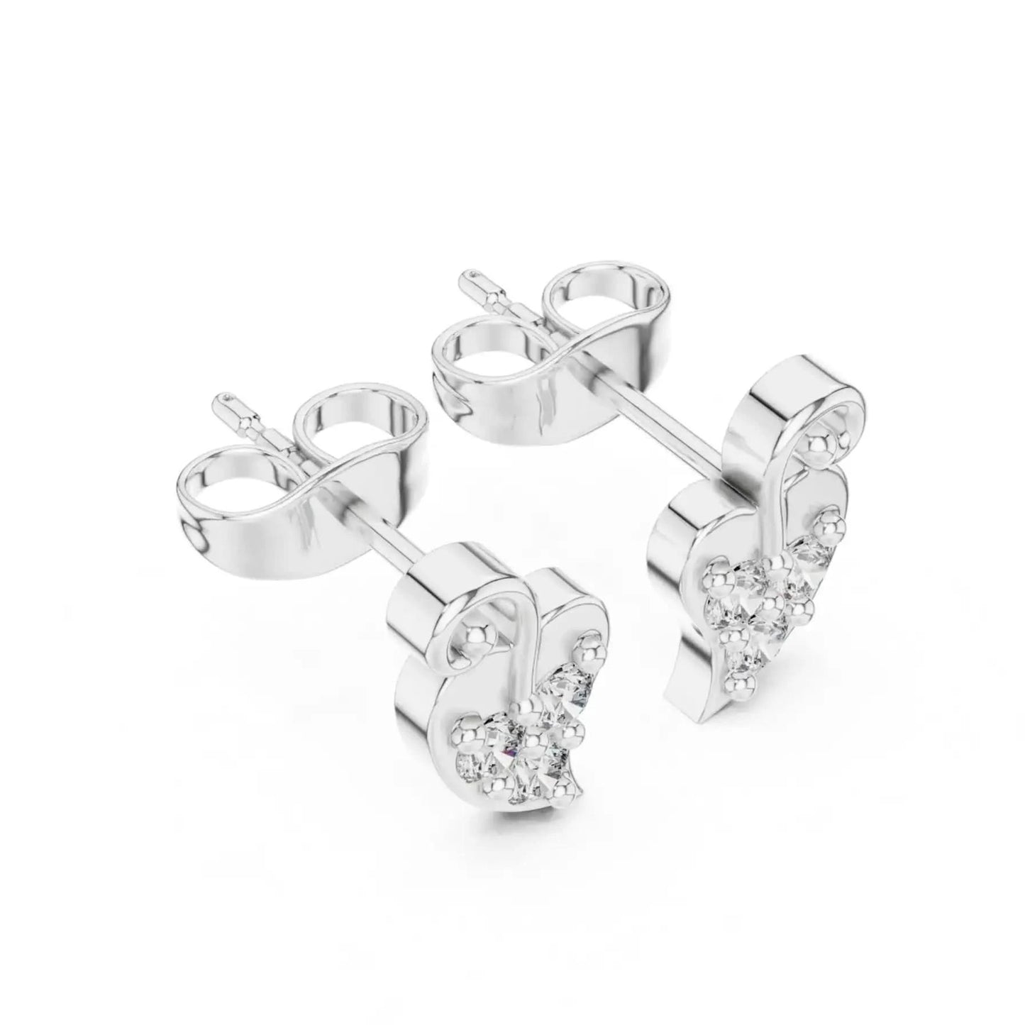 silver Twinkle Heart Stud Earrings