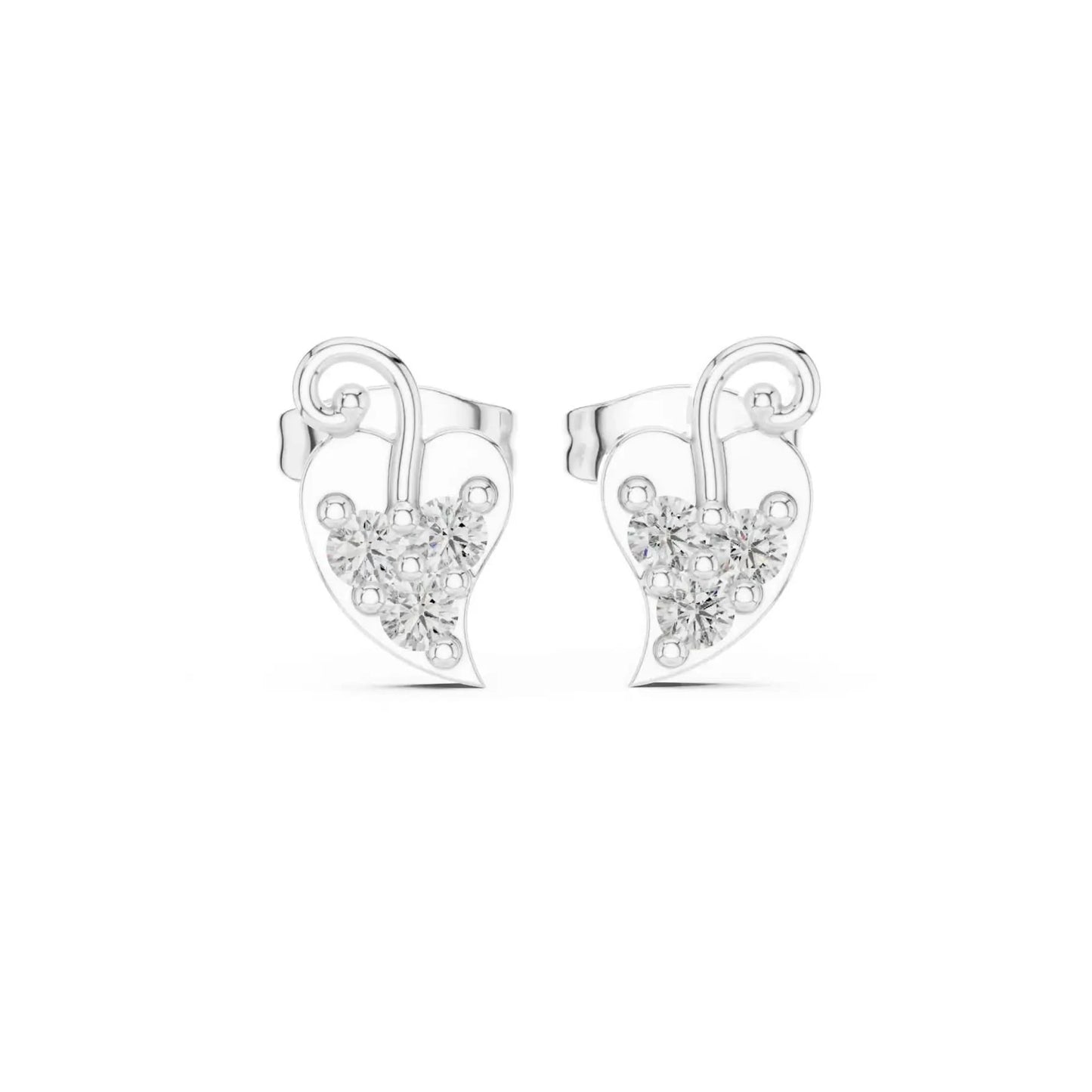 silver Twinkle Heart Stud Earrings