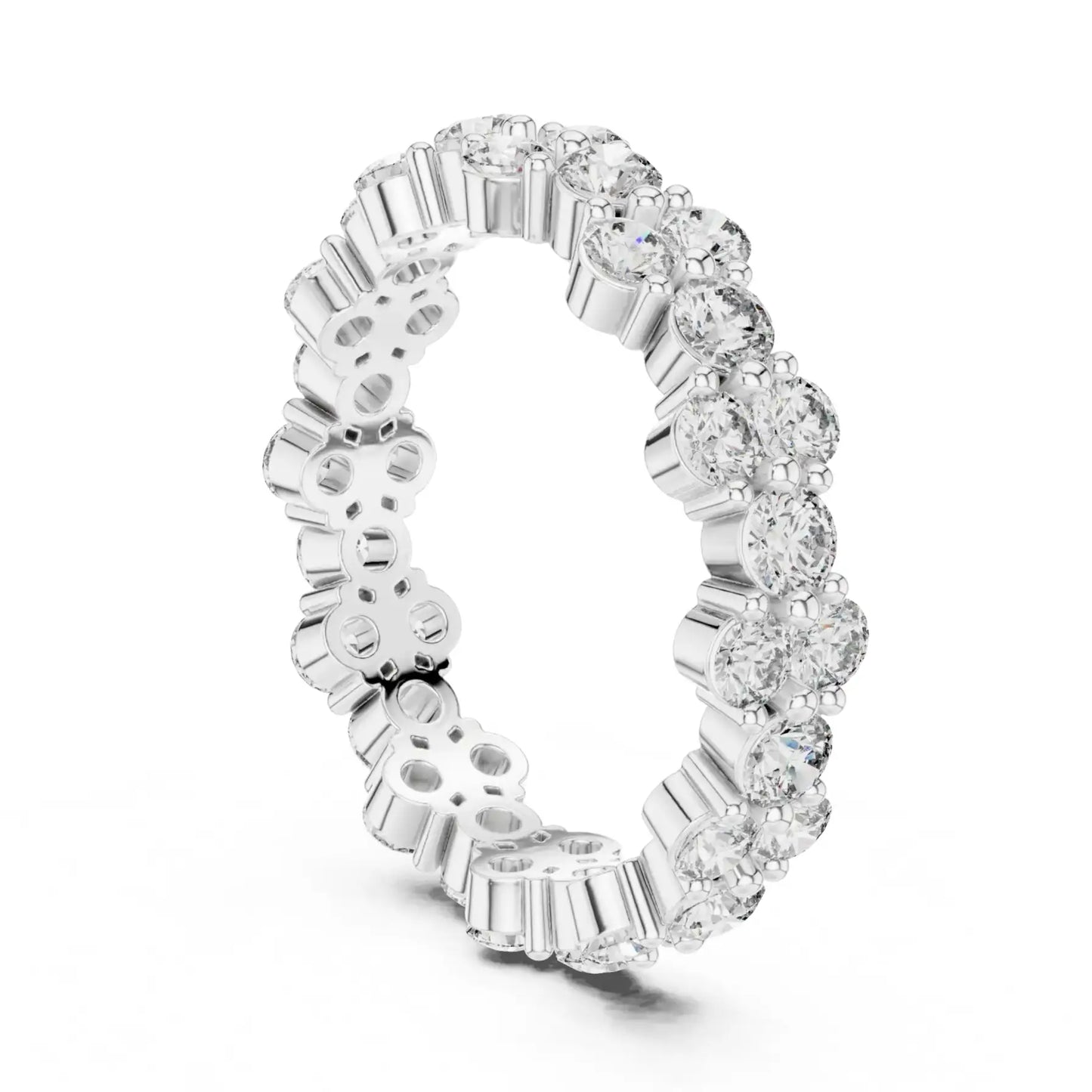 silver Diamond Circle Ring