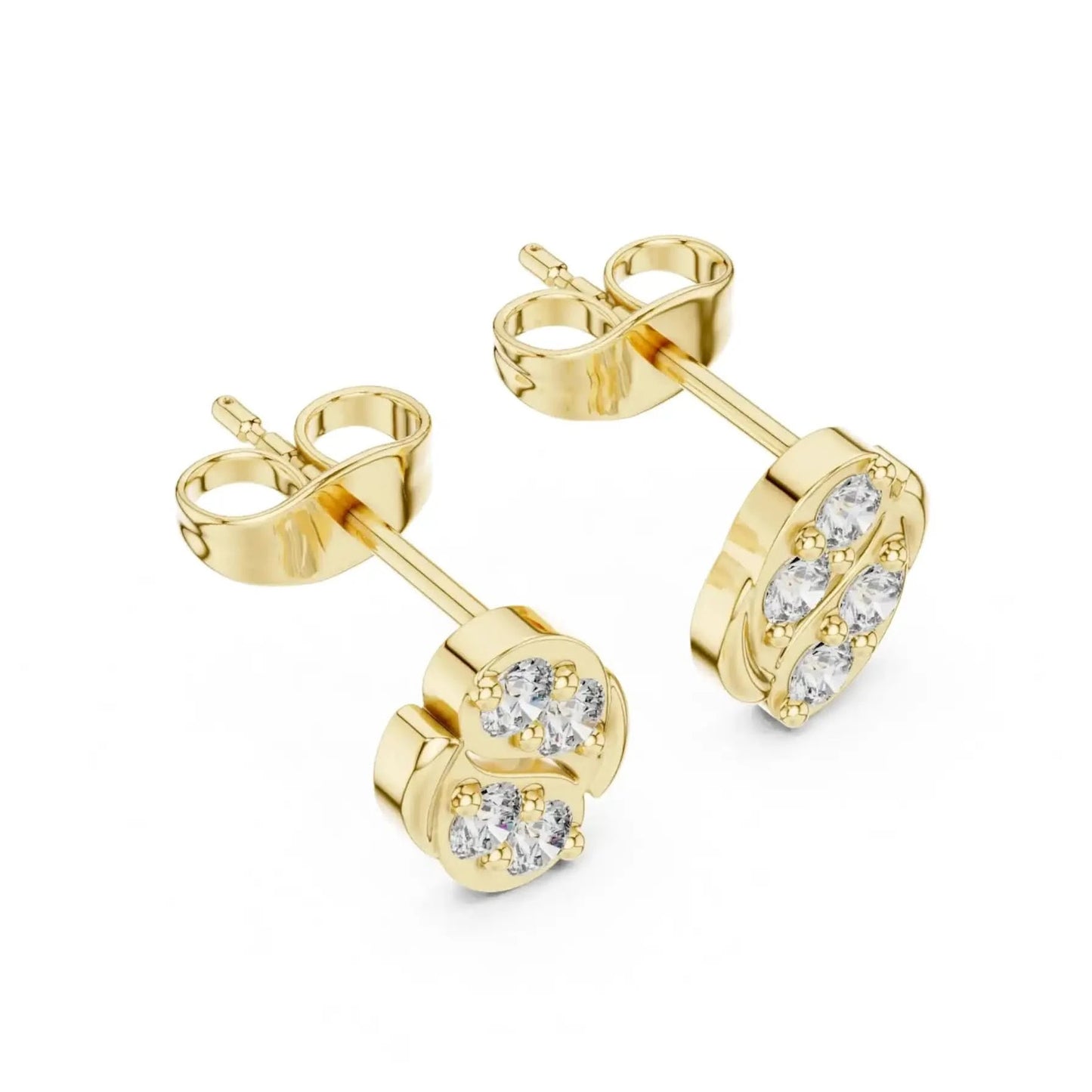 silver Floral Curve Diamond Studs