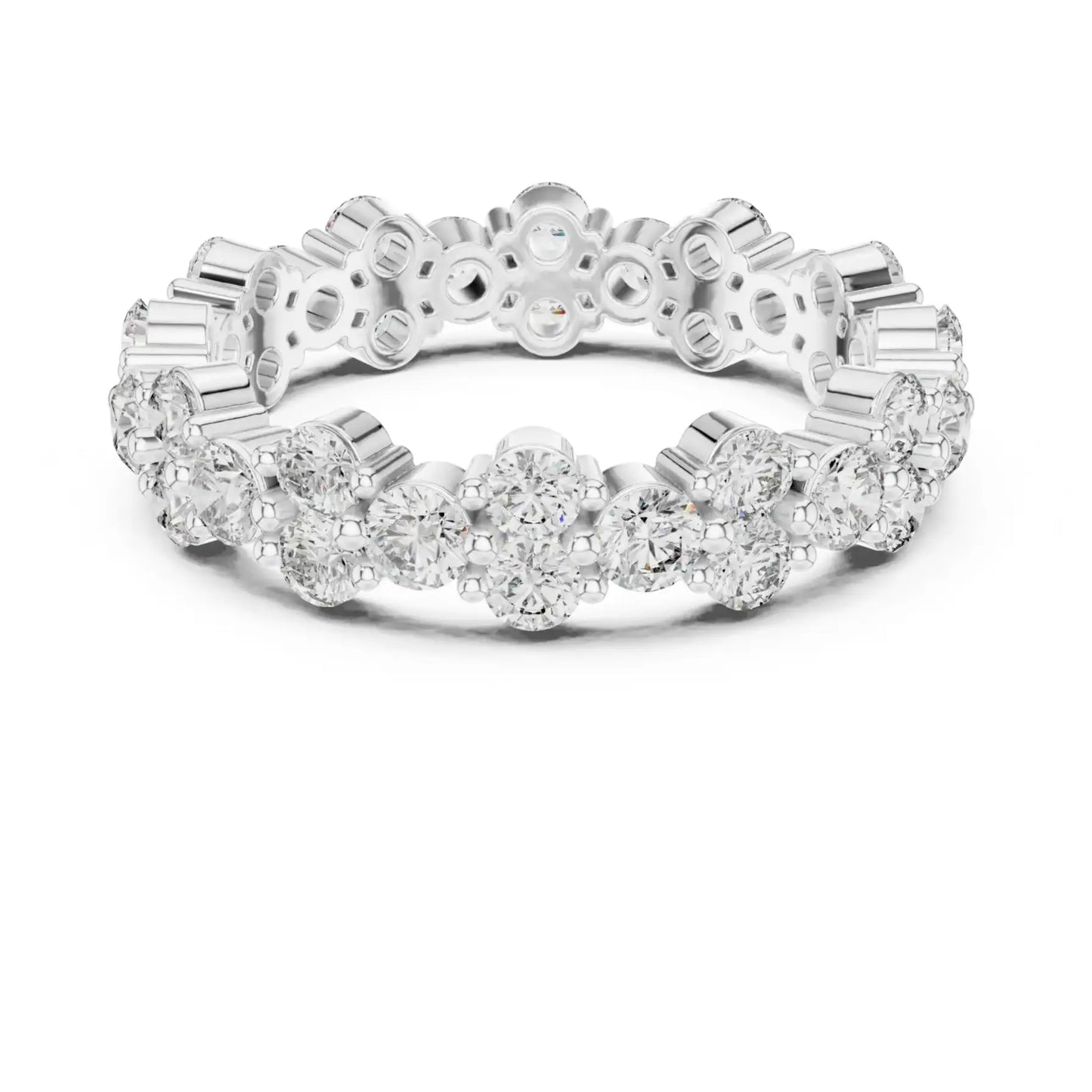 silver Diamond Circle Ring