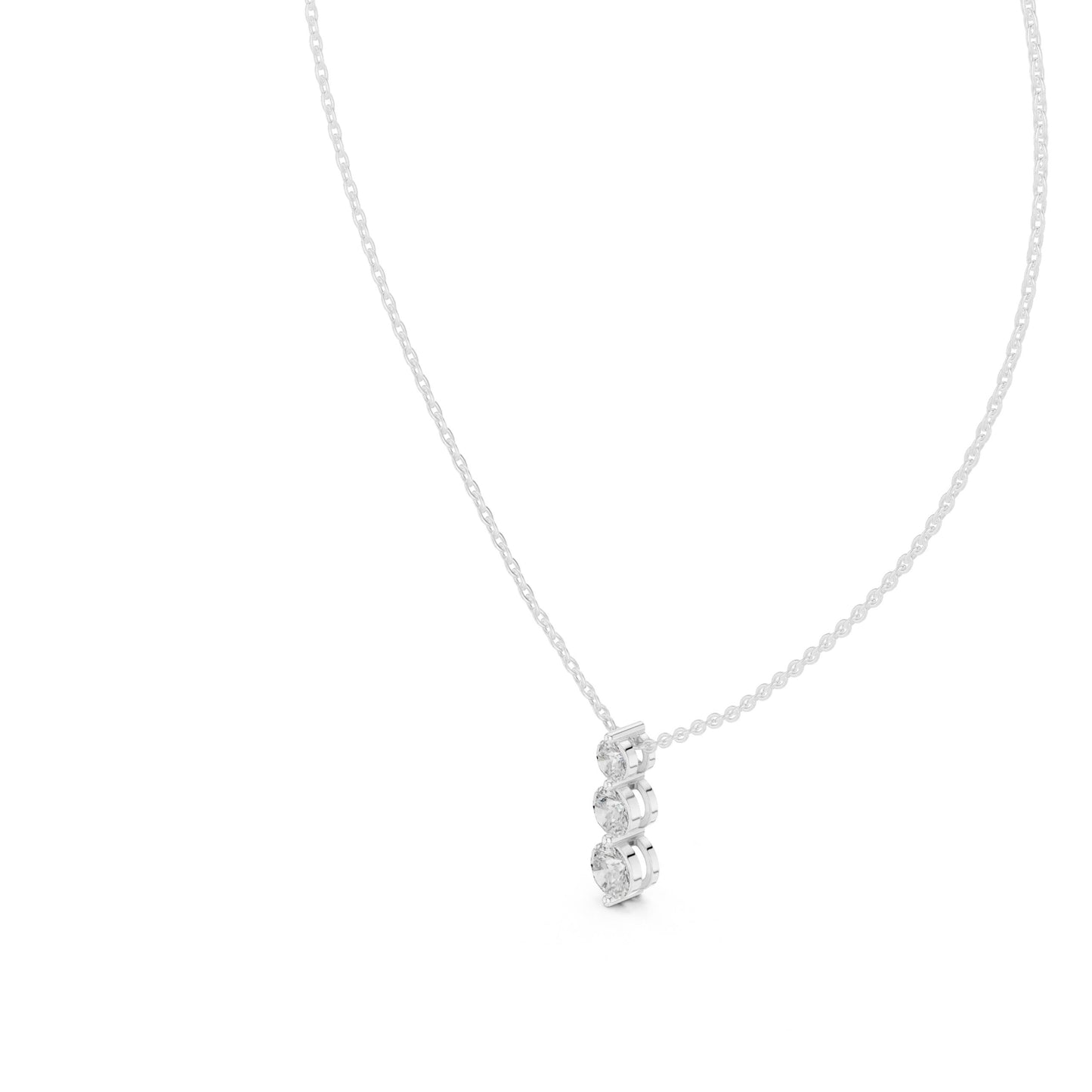 silver Triple Sparkle Drop Pendant