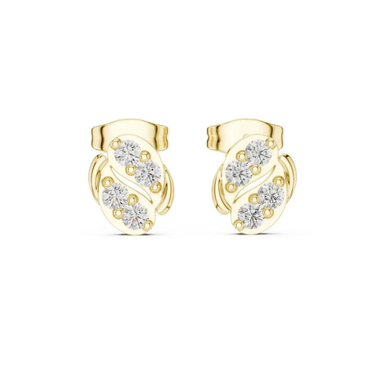 silver Floral Curve Diamond Studs