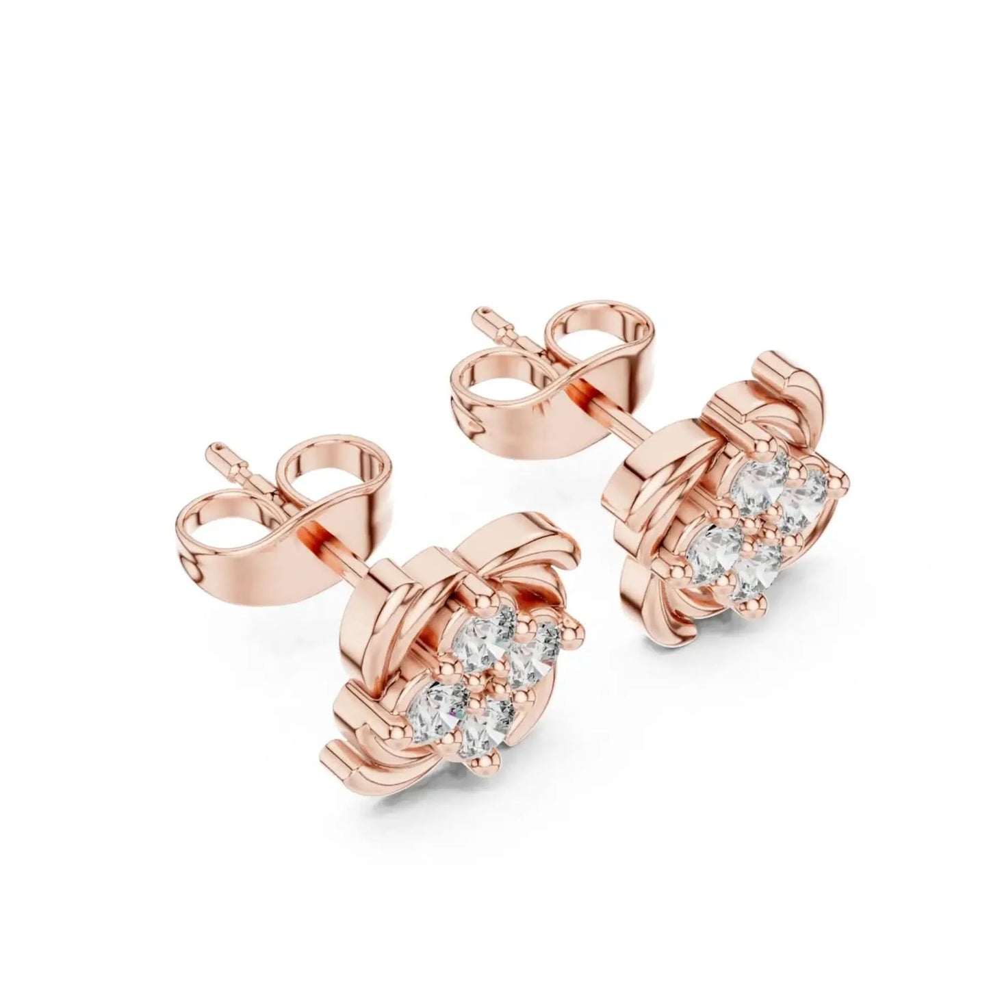 silver Classic Floral Sparkle Studs